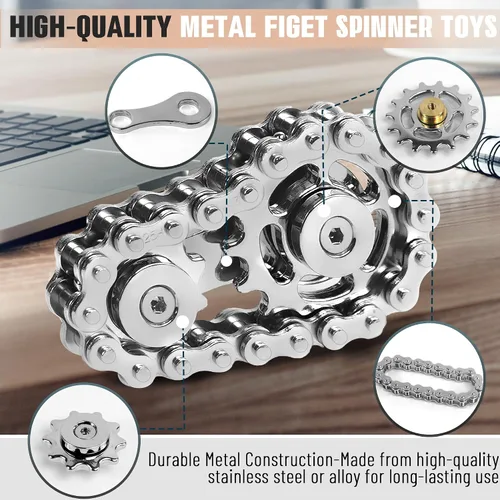 Miniatura 3 de Juguetes para ansiedad para adultos, cadena de bicicleta de metal, conjunto de fidgets, spinners, juguetes para adolescentes, gadgets geniales, Negro
