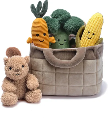 Miniatura 3 de Lambs & Ivy Conjunto de Juego de Cesta de Verduras de Felpa con Juguetes de Verduras Rellenas Interactivos