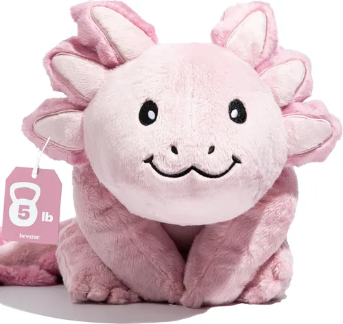 Brease Peluche de Dragón Axolotl Rosa con Peso de 5 libras Sin Fragancia - Juguete de Peluche Suave y Grande para Comodidad, Calma y Relajación,