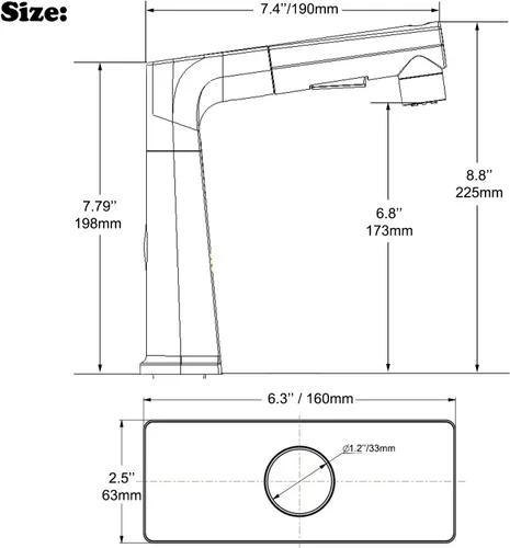 Miniatura 6 de Grifo de baño LED con rociador extraíble, pantalla de temperatura dorada cepillada, 2 modos de pulverización, grifo RV de 1 o 3 agujeros con placa