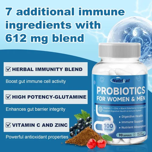 Miniatura 2 de Probióticos para mujeres y hombres para la salud digestiva con 100 mil millones de UFC, probióticos para mujeres y hombres para la salud intestinal