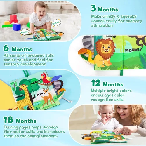 Miniatura 4 de BBWOO Libro Blandito para Bebé - Juguete para Bebé - Regalo de Ducha para Niños Recién Nacidos Niñas - Juguete para Tiempo de Barriga para Lactantes