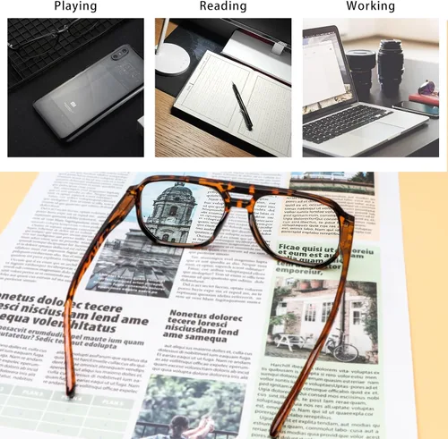 Miniatura 6 de Gafas de lectura de aviador para mujeres y hombres, 4 pares de lectores de bisagra de resorte con bloqueo de luz azul de gran