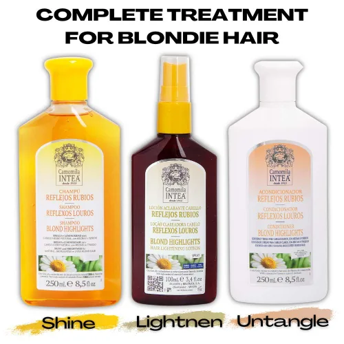 Miniatura 5 de Camomila Intea - Juego de champú y acondicionador – Realzador de reflejos hecho con extracto de manzanilla natural – Loción aclaradora de cabello