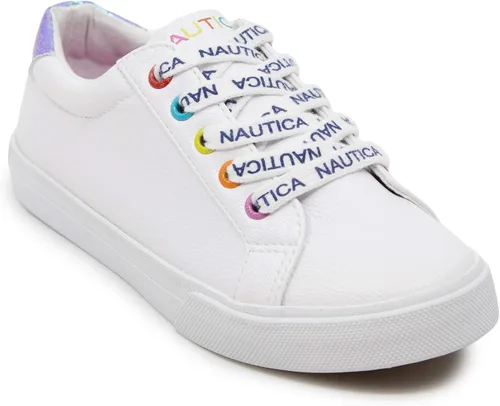 Nautica Zapatos de moda para niñas, tenis bajos con cordones para niños grandes, niños pequeños y niños pequeños (tacón regularsuela de plataforma)