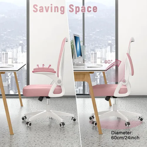 Miniatura 6 de naspaluro Silla de oficina ergonómica, silla para computadora con altura ajustable, brazos abatibles y soporte lumbar, silla de escritorio de malla