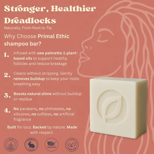 Miniatura 2 de Vegan Loc Shampoo Bar - Champú clarificador de rastas de pachulí sin residuos, hecho para el cuidado del cabello de las rastas