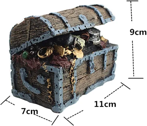 Miniatura 4 de Forart Adorno de cofre del tesoro, adorno de acuario pequeño, decoración de acuario para pecera, adorno de acuario, cuevas acuáticas, cabaña