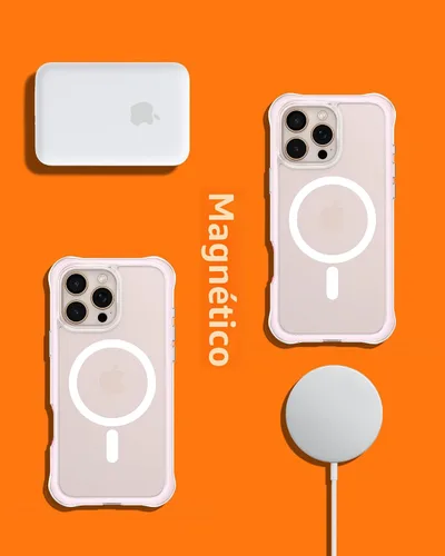 Miniatura 7 de ORNARTO Air Case para iPhone 16 Pro Max Transparente, Compatible con MagSafe, Funda de Protección contra Caídas de Grado Militar con Air-Pink Rosa