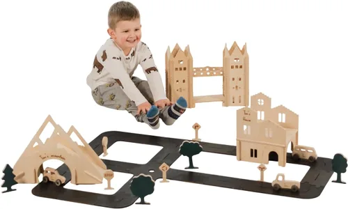 Pista de automóvil de madera personalizada para niños, tamaño S, autos de juguete de pista de carreras para niños pequeños - Carros de juguete de