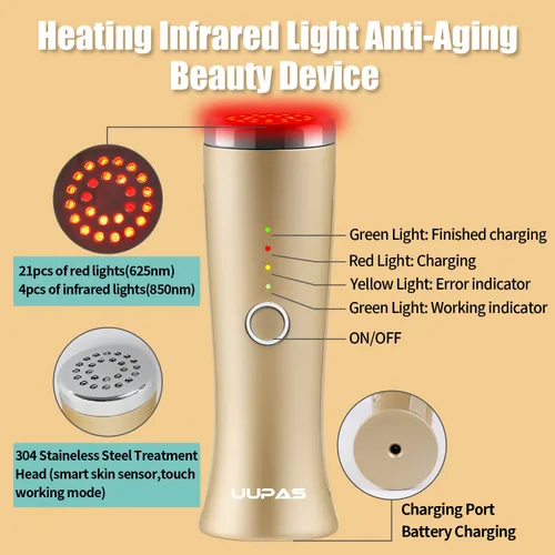 Miniatura 3 de Terapia de luz roja para la cara, aprobada por la FDA, masajeador facial de terapia de luz LED UUPAS para cara, máquina de apriete de la piel