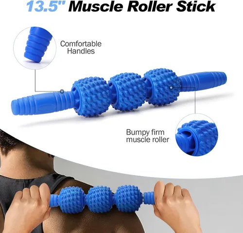 Miniatura 3 de JOYENERGY Juego de rodillo de espuma 5 en 1, rodillo de espuma de punto de activación, palo de masaje, bola de masaje, correa de estiramiento