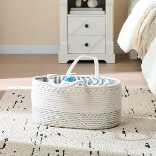 Miniatura 6 de Organizador de pañales de bebé pequeño de lujo – Cubo de almacenamiento para niños y niñas – Bolsa grande y organizador de vehículo con inserciones