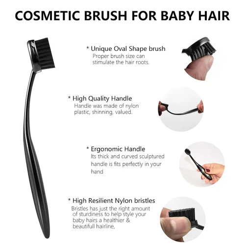 Miniatura 3 de Cepillo de precisión para cabello natural, control de bordes portátil y cepillo de cerdas