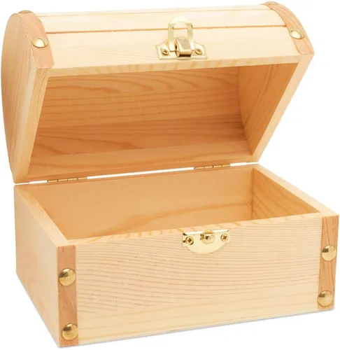 Woodpeckers Cofre de madera de 6 pulgadas, paquete de 2 con tapa con bisagras, ideal para manualidades/decoración de bodas