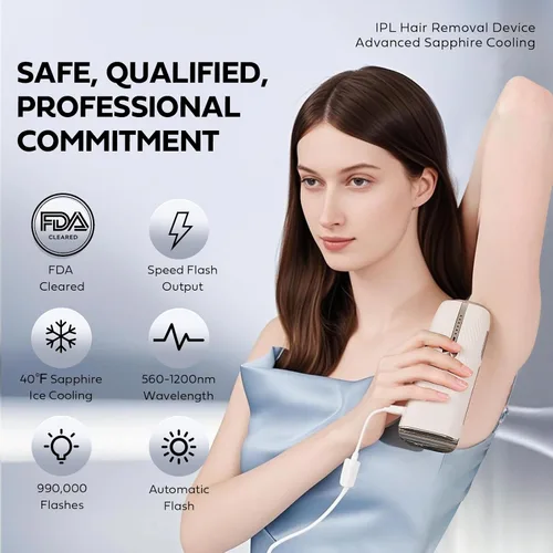 Miniatura 7 de Depilación láser para mujeres y hombres, depilación láser IPL, sin dolor, permanente, uso en el hogar, depilación facial para mujeres, luces duales