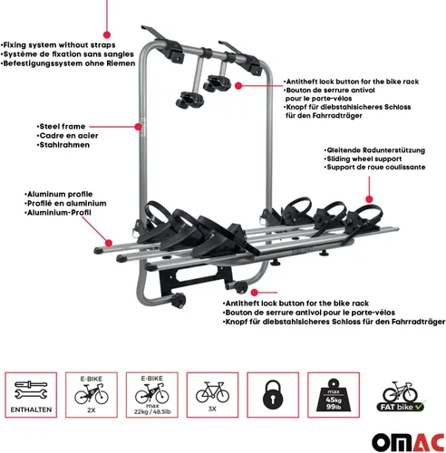 Miniatura 3 de 3 portabicicletas soporte de enganche para Subaru Forester 2003-2008 negro 1 unidad