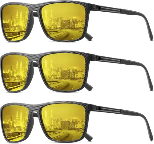 Gafas polarizadas de conducción de visión nocturna para hombre, lentes amarillas HD, antideslumbrantes, gafas ligeras, marco de lentes