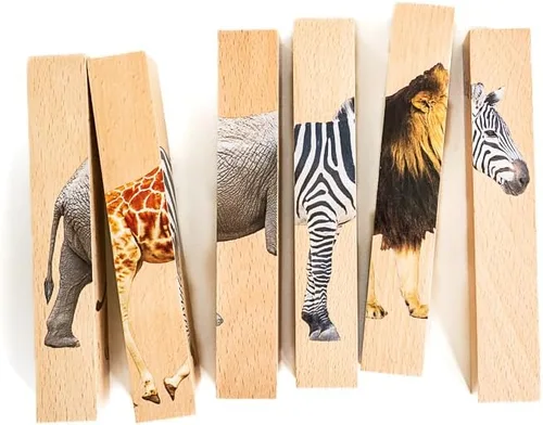 Miniatura 3 de Rompecabezas de madera con piezas gruesas de animales para niños pequeños de 2 años en adelante - Juguete de bloques de animales de safari