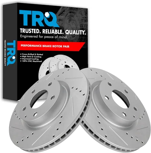 Miniatura 420 de TRQ Juego de rotores de freno de rendimiento trasero con revestimiento G premium compatible con Mazda 6 2014-2021
