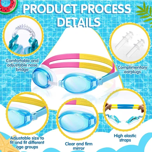 Miniatura 3 de Macarrie Paquete de 50 gafas de natación para niños, gafas de natación para niños, gafas de natación antivaho sin fugas