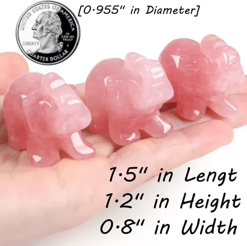 Miniatura 3 de Decoración de elefante de cuarzo rosa, cristales rosados, piedras curativas, figura de bolsillo, estatua de cristal natural, escultura tallada a