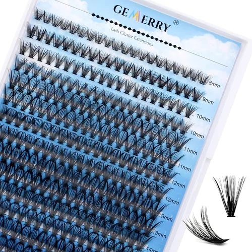 Miniatura 10 de Extensiones de pestañas en racimo GEMERRY, 144 piezas, pestañas individuales, dos estilos, extensiones de pestañas con tallo ancho, suaves