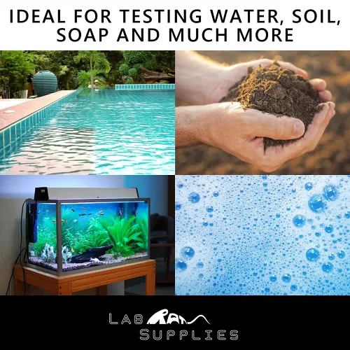 Miniatura 6 de Tiras de prueba de pH de plástico, aplicación universal (pH 0-14), 100 tiras para saliva, jabón, orina, alimentos, líquidos, agua con pruebas