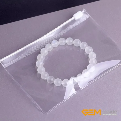 Miniatura 6 de GEM-Inside - Pulsera de moda con piedras preciosas naturales hechas a mano de 0.276in de cuarzo de cristal de grado AAA con cuentas redondas