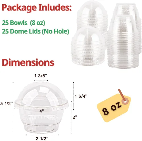 Miniatura 2 de Tazas de postre de plástico transparente con tapa, 30 juegos de cuencos desechables para helado, parfait, pudín de plátano, gelatina y postres