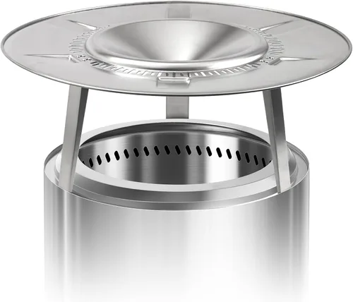 Miniatura 8 de HGD - Hoguera sin humo de 19.5 pulgadas con deflector de calor, fogata de leña de acero inoxidable para reuniones de amigos y familiares, estufa