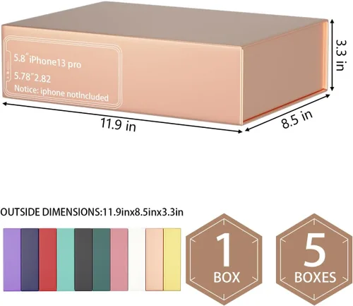 Miniatura 2 de ROSTELACK Cajas de regalo de 11.9" x 8.5" x 3.3" con tapa de cierre magnético caja para regalos, caja de regalo de dama de honor, bonita caja, cajas