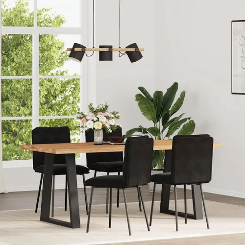 Modern Velvet Dining Chairs Set of 4 Black Rectangular for Dining Room Kitchen Living Room Comfortable Sturdy Indoor Furniture