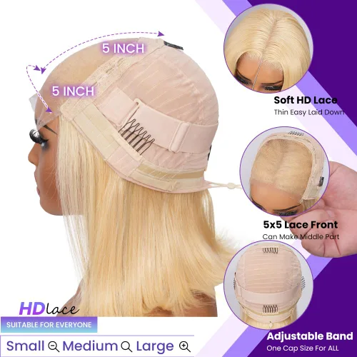Miniatura 2 de UTIDE Bob Wig Human Hair Straight 5X5 Lace Front Wig Human Hair 150% Density Short Straight Frontal Bob Wig 5x5 HD Transparent Lace Frontal Wig Pre