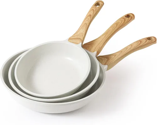 SENSARTE Sartenes Antiadherentes para Freír, Sartenes para Tortilla con Revestimiento de Cerámica Blanca, Utensilios de Cocina Saludables, Sartén de