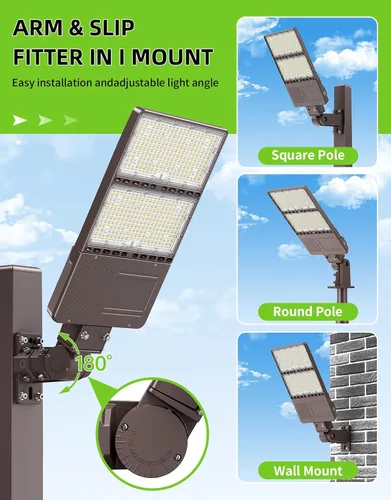 Miniatura 7 de Luz de estacionamiento LED de 480 V 240 W con fotocélula 36000LM 5000K LED Shoebox Light Pole Inundación Accesorio de inundación IP65 Área comercial