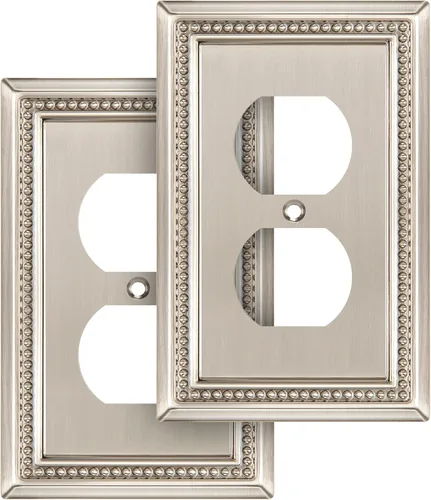 Miniatura 84 de Henne Bery Sunken Pearls - Placa de pared decorativa resistente para interruptor, cubierta para tomacorrientes (doble dúplex, níquel satinado)