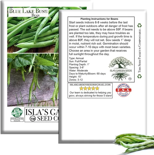 Miniatura 7 de Blue Lake Bush Green Bean Seeds, más de 50 semillas tradicionales por paquete, semillas sin OMG, (semillas de jardín de Isla), nombre botánico