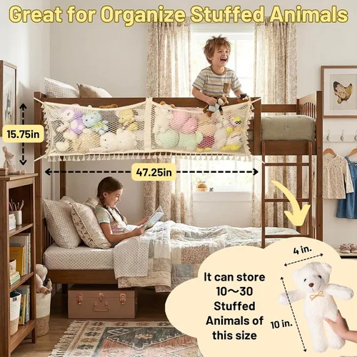 Miniatura 2 de Ofiray-home Hamaca de animales de peluche, red de almacenamiento de animales de peluche, decoración del hogar del dormitorio de los niños, red