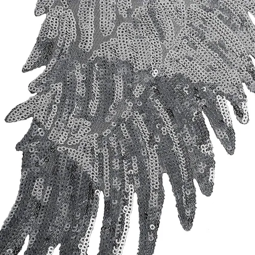 Miniatura 3 de Pair Of Angel Wings Sequin Patches Iron On Sew On Appliques Embroidered Motif For Diy Clothing Accessories - Silver Convenient design