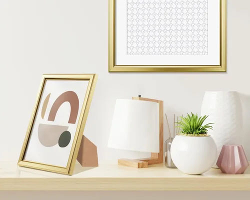 Miniatura 6 de LaVie Home - Marco de fotos (6 unidades), diseño simple con cristal de alta definición, para montaje en pared y en mesa, colección clásica, Dorado
