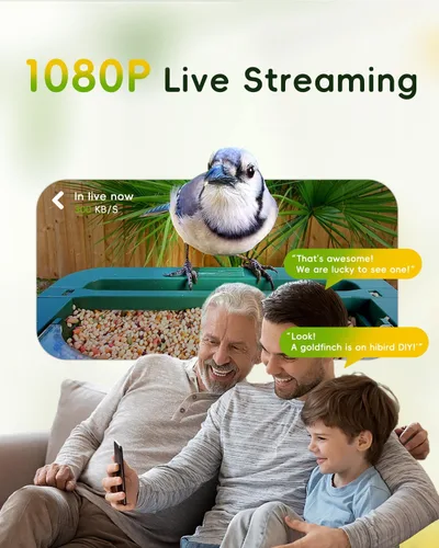 Miniatura 4 de Comedero inteligente Hibird 4K HD con cámara, WiFi inalámbrico Dual 2.4G/5G para exteriores, captura de video de aves en alta resolución automática