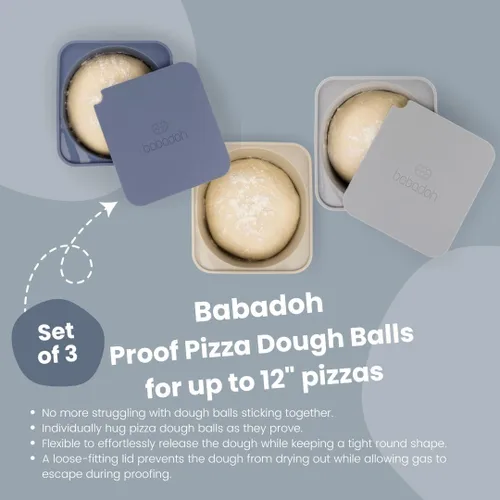 Miniatura 2 de Babadoh Recipientes de Silicona para Fermentación de Masa de Pizza con Tapas Accesorios para Hacer Pizza Juego de 3 Azul Múltiple