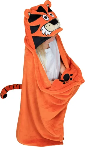 Miniatura 16 de Manta con capucha portátil Lazy One para niños, manta con capucha de animales (lobo)