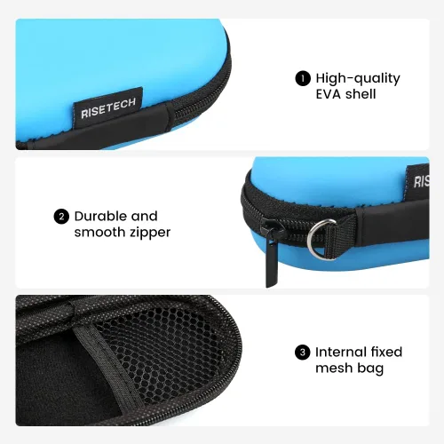 Miniatura 4 de Funda para auriculares, RISETECH Estuche de transporte para auriculares EVA con cremallera, bolsa de almacenamiento para auriculares, pequeña, Rojo