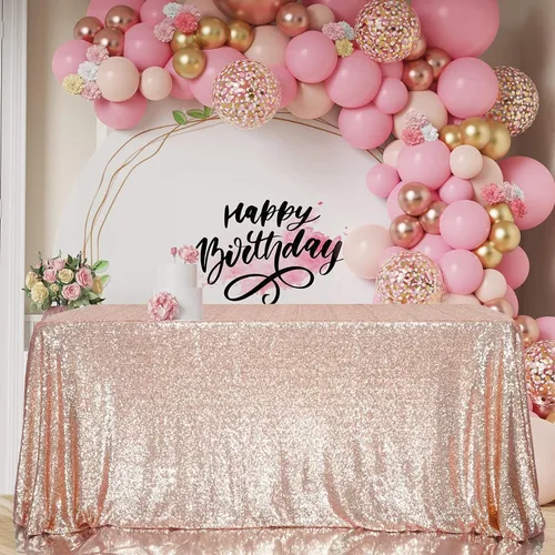 Miniatura 22 de Juya Delight Mantel rectangular negro de lentejuelas de 50 x 80 pulgadas para fiesta, cena, banquete, festival, boda, aniversario, exposición, mesa