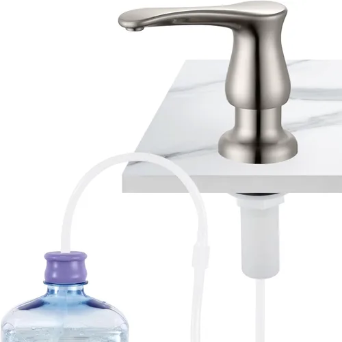 Miniatura 14 de GAGALIFE Dispensador de jabón para fregadero de cocina, dorado cepillado, dispensador de jabón debajo del fregadero con kit de tubo de extensión