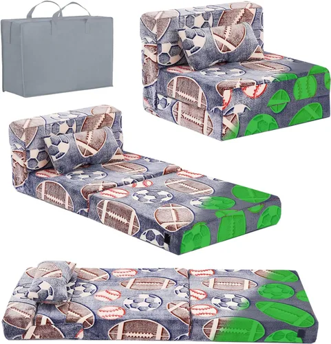 Tiita Colchón de Piso Plegable para Sofá Cama para Niños, Colchoneta de Siesta de Piso Plegable Lavable para Niños Pequeños, Sofá Futón Plegable