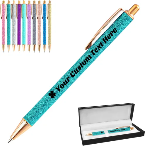 Miniatura 8 de 10 bolígrafos personalizados con purpurina, bolígrafos impresos personalizados a granel, bolígrafos retráctiles de tinta negra para graduación