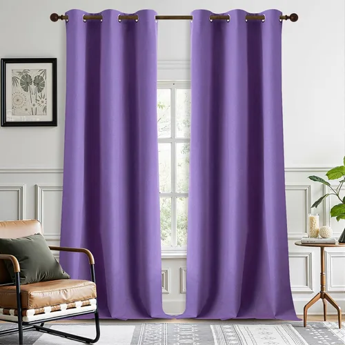 Miniatura 65 de DONREN Cortinas opacas de lino con aislamiento térmico de 52 x 95 pulgadas, cortinas de oscurecimiento de habitación con ojales para dormitorio